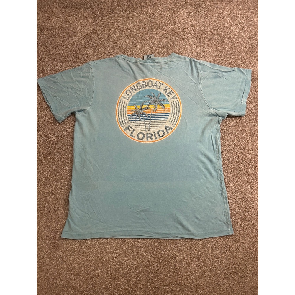 Comfort Colors T-Shirt Mens Large Blue Excellent Longboat Key Florida Graphic